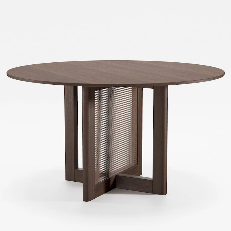 Table de salle à manger ronde – Noir/Bois, 6 places, Style nordique