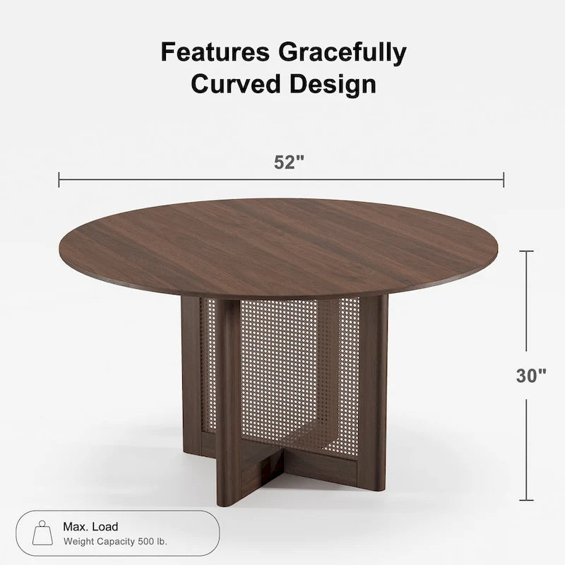 Table de salle à manger ronde – Noir/Bois, 6 places, Style nordique