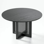 Table de salle à manger ronde – Noir/Bois, 6 places, Style nordique