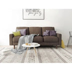 Canapé 3 places à accoudoirs carrés en velours gris foncé / beige / bordeaux / marron / gris