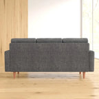 Canapé 3 places à accoudoirs carrés en velours gris foncé / beige / bordeaux / marron / gris