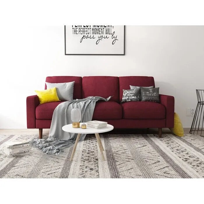 Canapé 3 places à accoudoirs carrés en velours gris foncé / beige / bordeaux / marron / gris