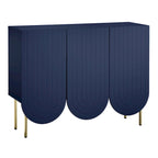 Buffet mi-century festonné 3 portes (blanc/rose/indigo) – Assemblage par 2 personnes
