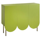 Buffet mi-century festonné 3 portes (blanc/rose/indigo) – Assemblage par 2 personnes