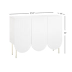 Buffet mi-century festonné 3 portes (blanc/rose/indigo) – Assemblage par 2 personnes