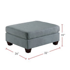 Pouf de cocktail rectangulaire 2 places en lin gris/noir