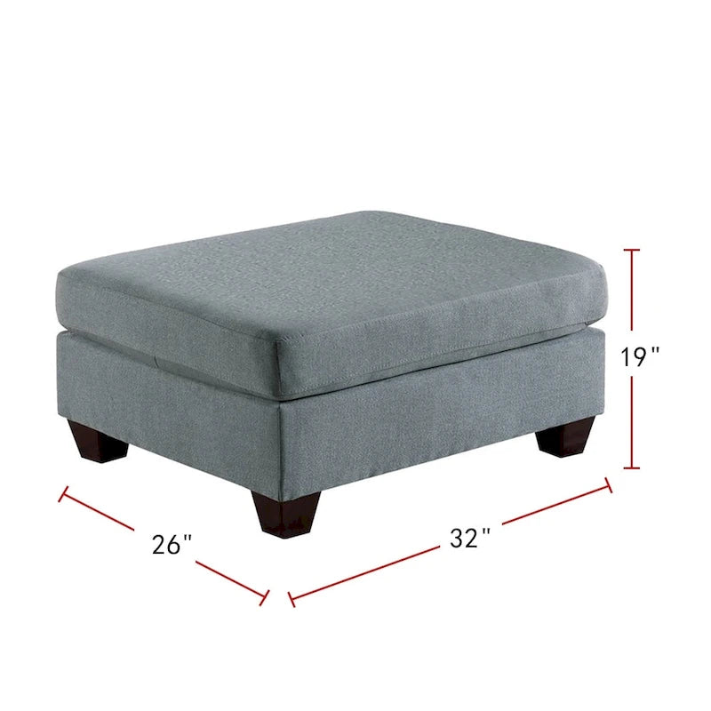 Pouf de cocktail rectangulaire 2 places en lin gris/noir