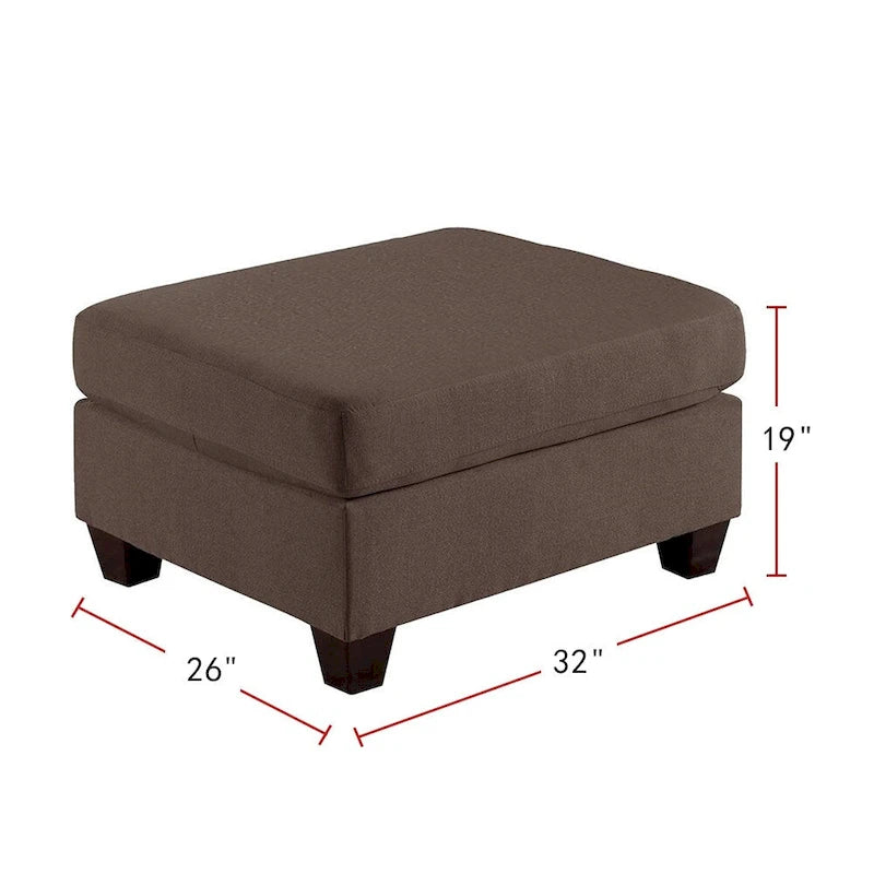 Pouf de cocktail rectangulaire 2 places en lin gris/noir