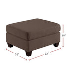 Pouf de cocktail rectangulaire 2 places en lin gris/noir