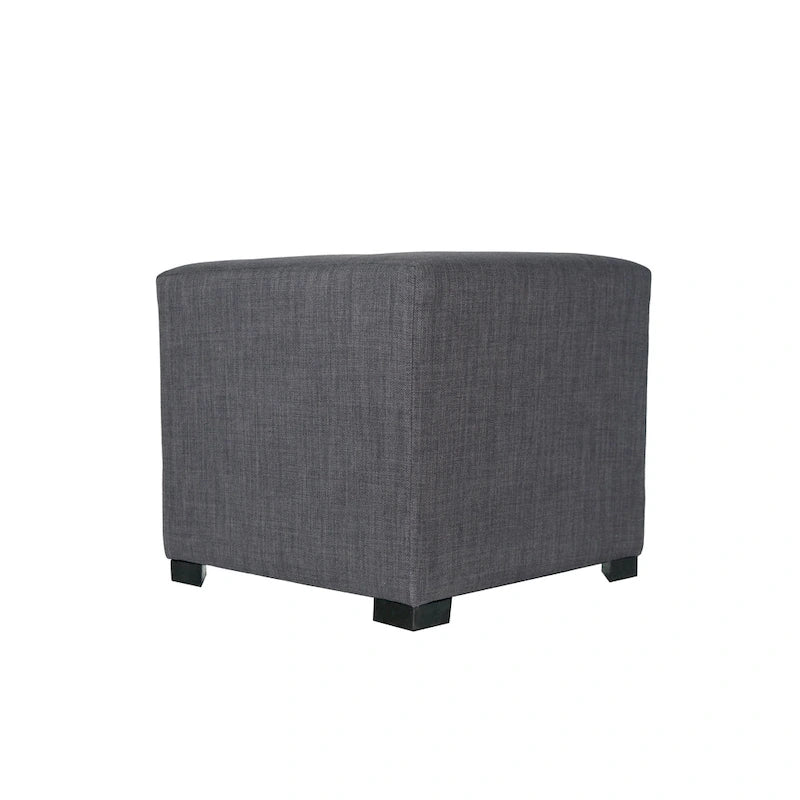Pouff ottoman carré capitonné beige / vert / gris / gris foncé, 1 personne