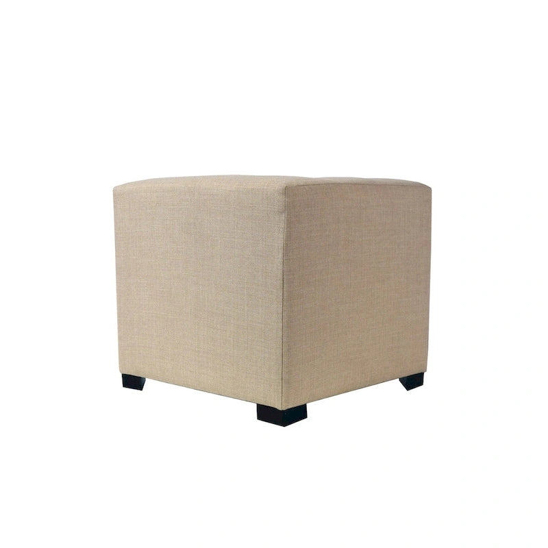 Pouff ottoman carré capitonné beige / vert / gris / gris foncé, 1 personne