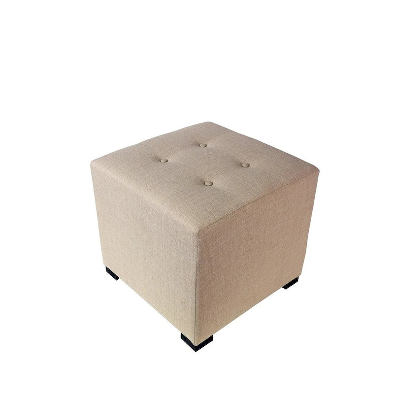 Pouff ottoman carré capitonné beige / vert / gris / gris foncé, 1 personne