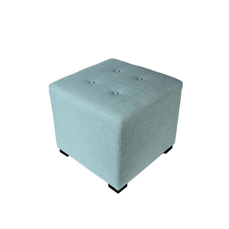 Pouff ottoman carré capitonné beige / vert / gris / gris foncé, 1 personne