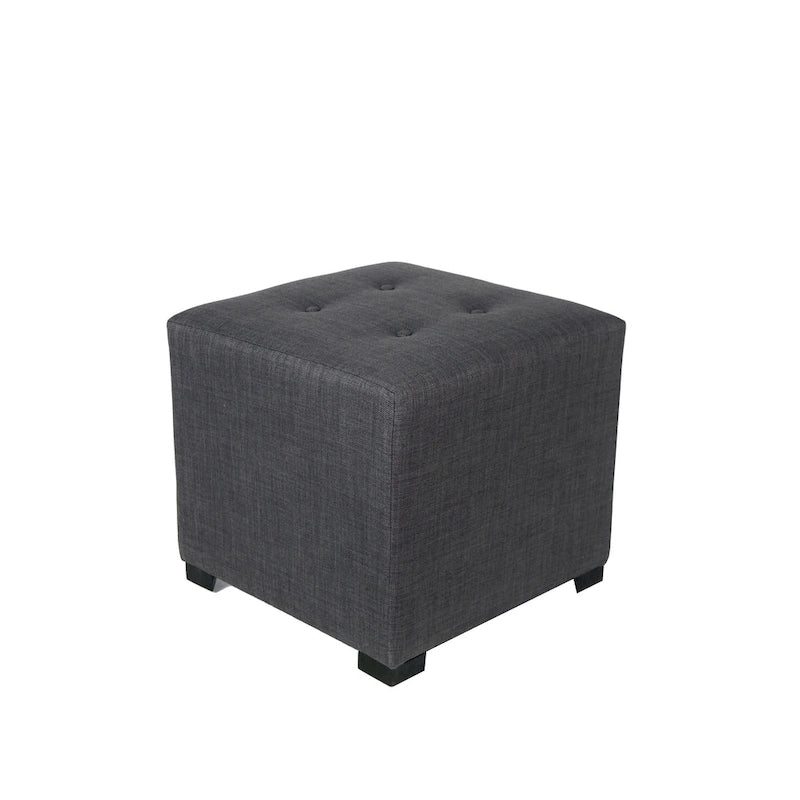 Pouff ottoman carré capitonné beige / vert / gris / gris foncé, 1 personne