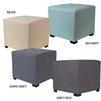 Pouff ottoman carré capitonné beige / vert / gris / gris foncé, 1 personne