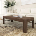 Table basse rectangulaire en pin massif noyer, 137 cm