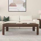 Table basse rectangulaire en pin massif noyer, 137 cm