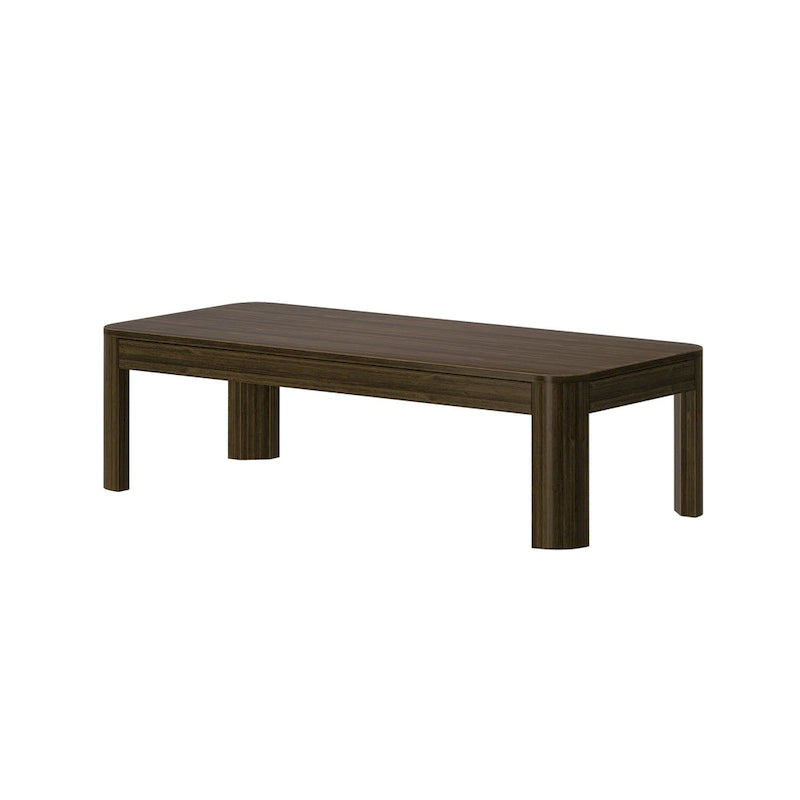 Table basse rectangulaire en pin massif noyer, 137 cm