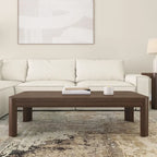 Table basse rectangulaire en pin massif noyer, 137 cm
