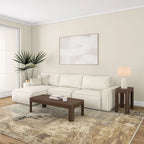 Table basse rectangulaire en pin massif noyer, 137 cm