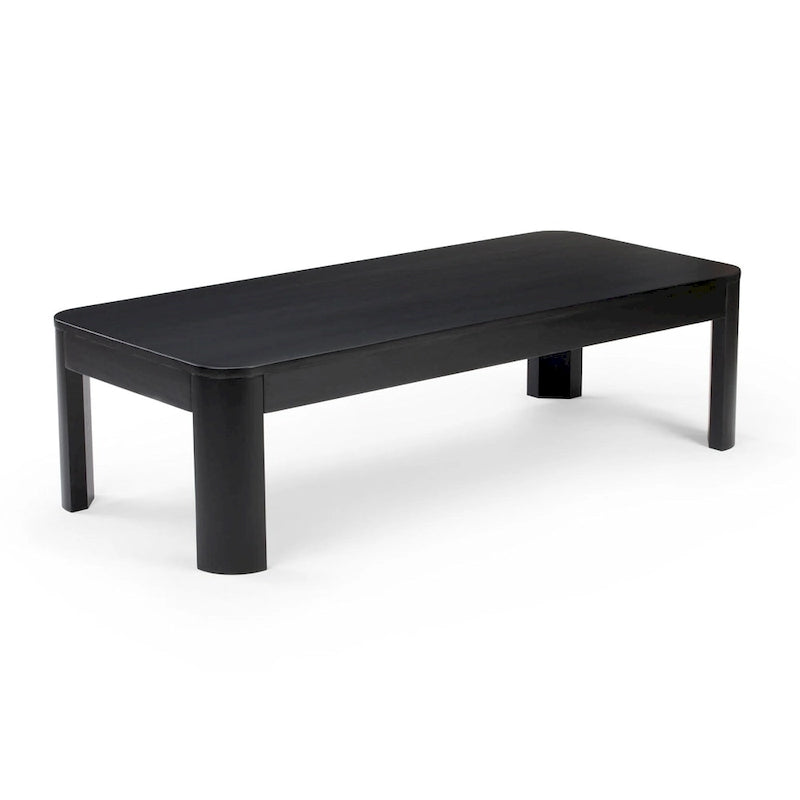Table basse rectangulaire en pin massif noyer, 137 cm