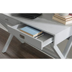 Bureau avec deux tiroirs et piètement en X – Turquoise / Bleu marine / Gris – Pour une personne