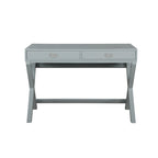 Bureau avec deux tiroirs et piètement en X – Turquoise / Bleu marine / Gris – Pour une personne