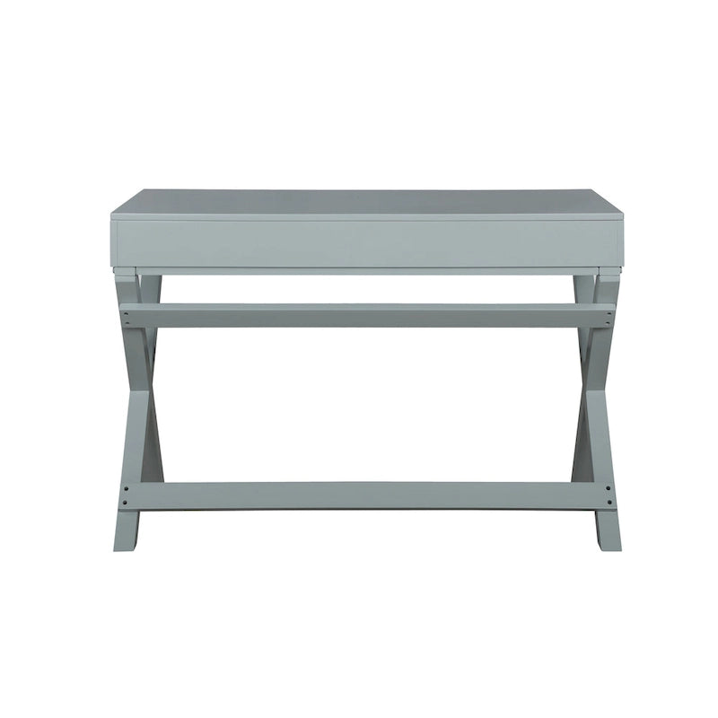 Bureau avec deux tiroirs et piètement en X – Turquoise / Bleu marine / Gris – Pour une personne