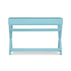 Bureau avec deux tiroirs et piètement en X – Turquoise / Bleu marine / Gris – Pour une personne