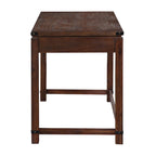Bureau d'écriture en bois marron/blanc cassé vieilli avec 3 tiroirs