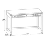 Bureau d'écriture en bois marron/blanc cassé vieilli avec 3 tiroirs