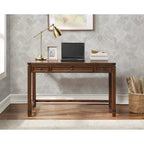 Bureau d'écriture en bois marron/blanc cassé vieilli avec 3 tiroirs