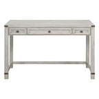 Bureau d'écriture en bois marron/blanc cassé vieilli avec 3 tiroirs