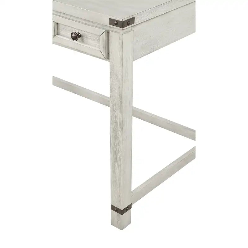 Bureau d'écriture en bois marron/blanc cassé vieilli avec 3 tiroirs