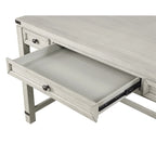 Bureau d'écriture en bois marron/blanc cassé vieilli avec 3 tiroirs