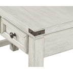 Bureau d'écriture en bois marron/blanc cassé vieilli avec 3 tiroirs