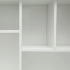 Bureau informatique marron/blanc/chêne avec huche et 3 tiroirs