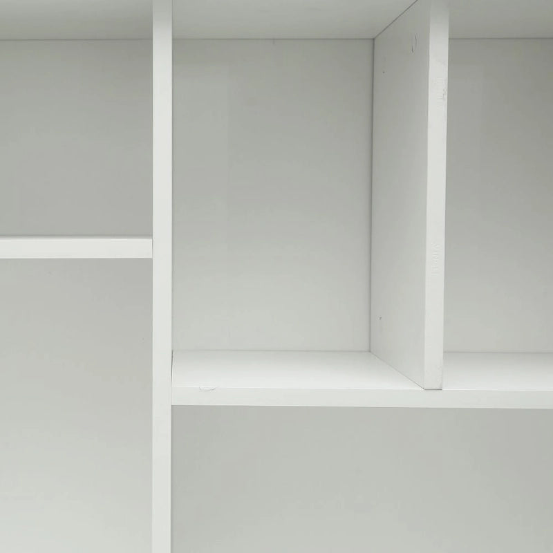 Bureau informatique marron/blanc/chêne avec huche et 3 tiroirs