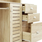 Bureau informatique marron/blanc/chêne avec huche et 3 tiroirs