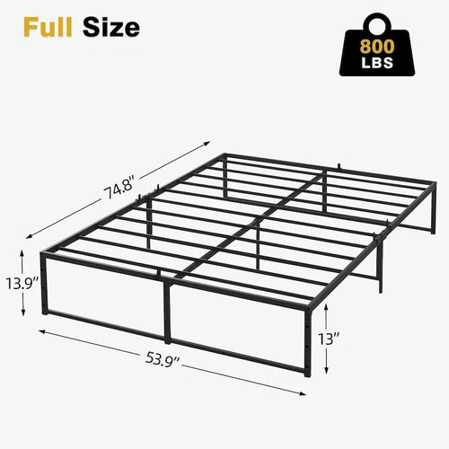 Cadre de lit plateforme en métal noir, lit simple / double / grand lit, pour 1 ou 2 personnes