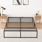 Cadre de lit plateforme en métal noir, lit simple / double / grand lit, pour 1 ou 2 personnes
