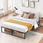 Cadre de lit plateforme en métal noir, lit simple / double / grand lit, pour 1 ou 2 personnes