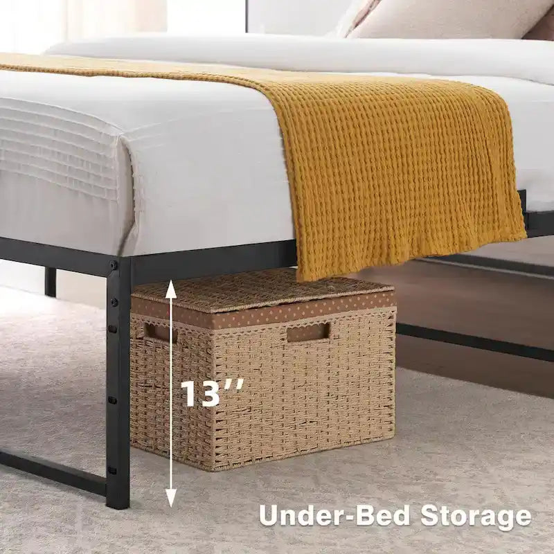 Cadre de lit plateforme en métal noir, lit simple / double / grand lit, pour 1 ou 2 personnes