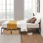 Cadre de lit plateforme en métal noir, lit simple / double / grand lit, pour 1 ou 2 personnes