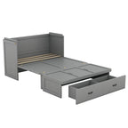 Lit escamotable gris pleine grandeur avec tiroir et ports USB, 1 place