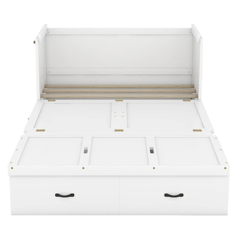 Lit escamotable gris pleine grandeur avec tiroir et ports USB, 1 place