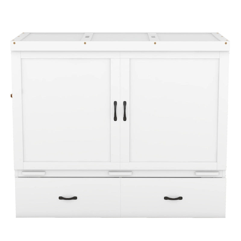 Lit escamotable gris pleine grandeur avec tiroir et ports USB, 1 place