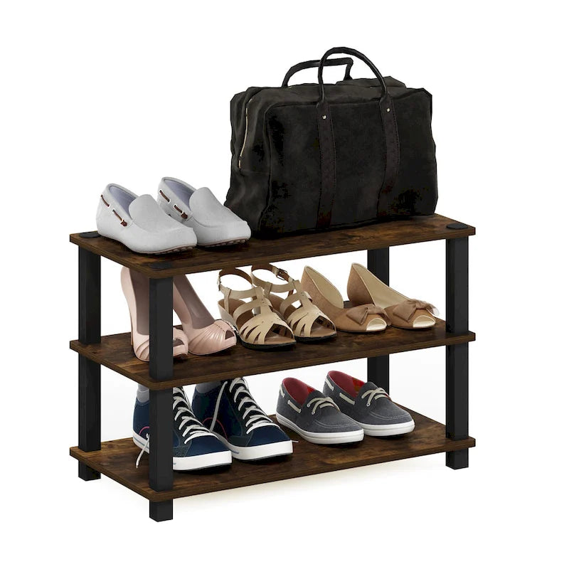 Étagère à chaussures 3 niveaux Amber Pine/Black – Jusqu'à 9 paires