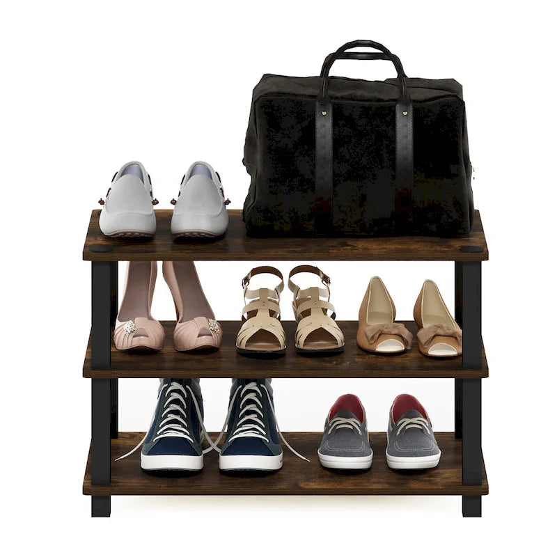 Étagère à chaussures 3 niveaux Amber Pine/Black – Jusqu'à 9 paires