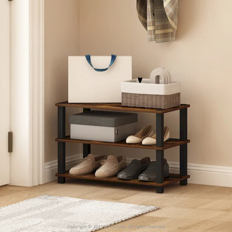 Étagère à chaussures 3 niveaux Amber Pine/Black – Jusqu'à 9 paires